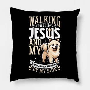 Jesus and dog - Norwegian Buhund Pillow