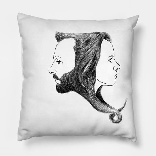 Adam and Eve Pillow by Tylerangel