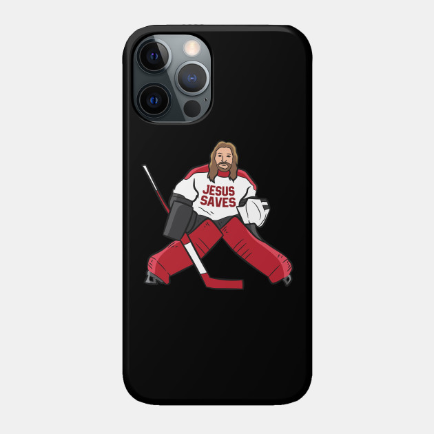 Funny Hockey Jesus Saves Hockey Goalie - Hockey - Phone Case