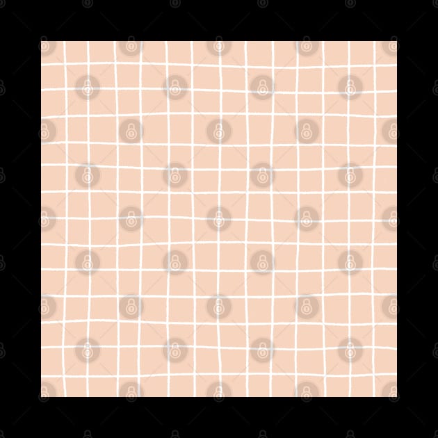 Earthy Beige Grid Wavy Pattern Abstract by Trippycollage