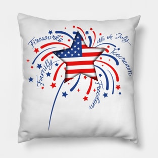 Firework 4th of July Patriotic American Flag Kids Pillow