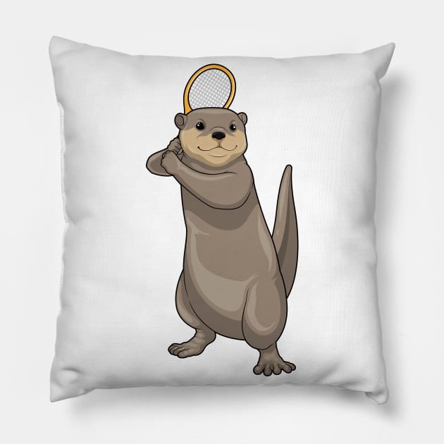 Otter Tennis Tennis racket Pillow by Markus Schnabel