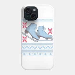 Ugly Christmas Sweater design with Ice Skates and Snowflakes Phone Case