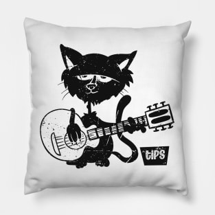 Black Cat Playing Guitar Pillow