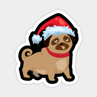 Christmas dog with santa hat Magnet