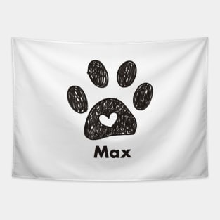 Max name made of hand drawn paw prints Tapestry