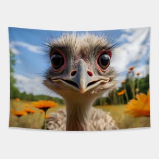 Cute Ostrich Portrait Tapestry