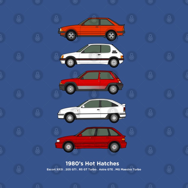 1980's hot hatch classic car collection by RJW Autographics