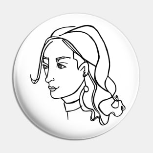 Cool Woman, Ink Portrait Pin