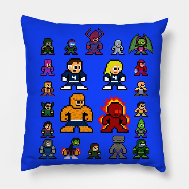 8bit Fantastic Heroes Pixel Sprites Pillow by 8-BitHero