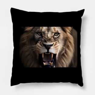 Majestic Lion Face Teeth and Roar Pillow