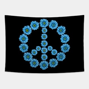 Blue flowers peace symbol Tapestry