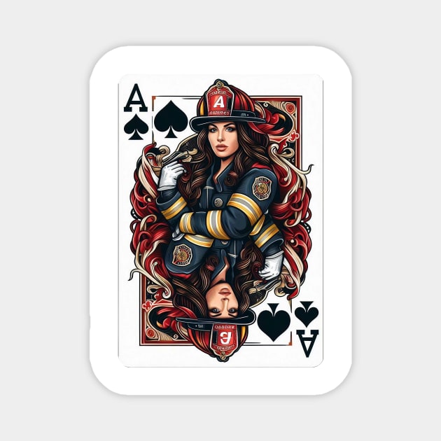 Woman Firefighter Playing Card Ace Of Spades Woman Firefighter Magnet TeePublic