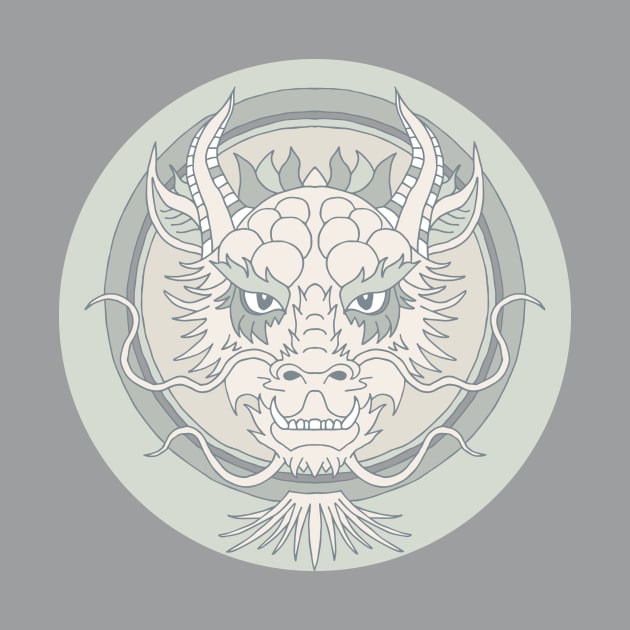 chinese dragon face in gray by colorofmagic