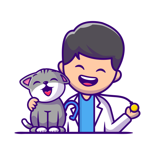 Veterinarian With Cat And Stethoscope by Catalyst Labs