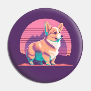 Vaporwave Corgi Pin