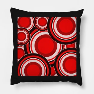 red white and black geometric pop art circle pattern Pillow