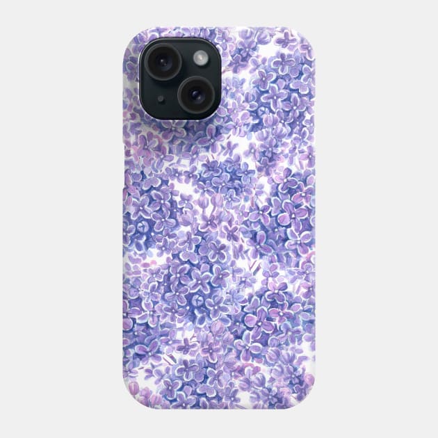 Violet watercolor lilac flowers Phone Case by katerinamk