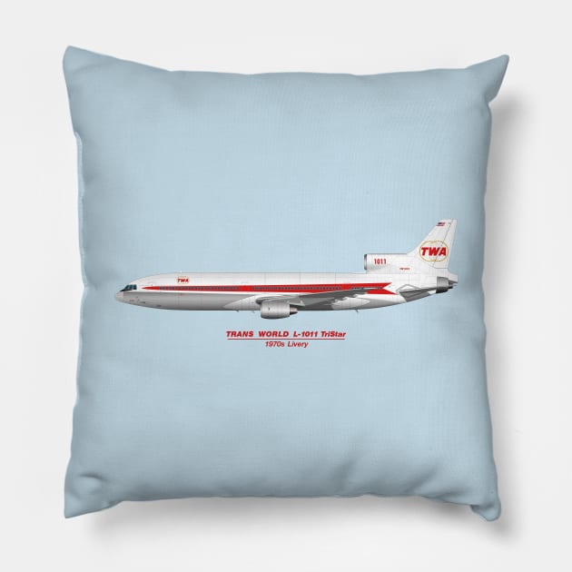 1970s TWA Tristar Pillow by SteveHClark