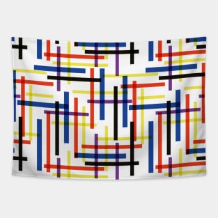 Criss Cross Stripes Baar Abstract Multicolor Tapestry