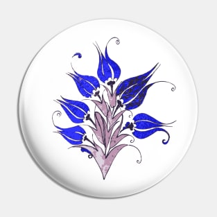 Blue Tulips In Artistic Ottoman Turkish Style Pin