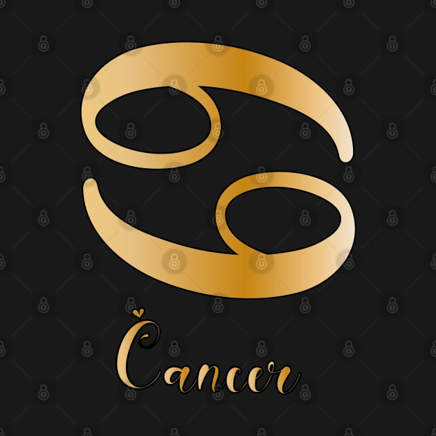 Cancer Zodiac Sign Golden by Symbolsandsigns