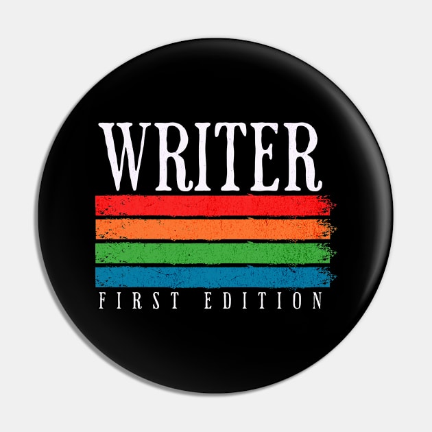 Retro Grunge Writer First Edition Pin by H. R. Sinclair