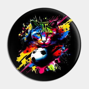 Soccer Cat - Soccer Futball Football - Graphiti Art Graphic Paint Pin