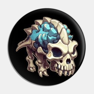 Scary Skull Chibi Triceratops Isometric Dinosaur Pin