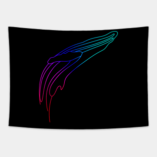 Minimalist line art rainbow whale Tapestry