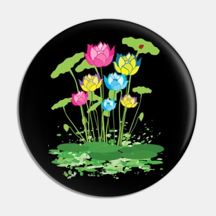 Colorful waterlily flowers Pin