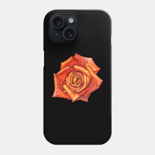 Orange Watercolor Rose Phone Case