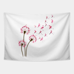 Flamingo Dandelion Flower Tapestry