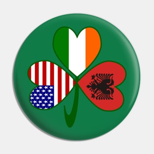 Albania Ireland USA Flags Shamrock Pin