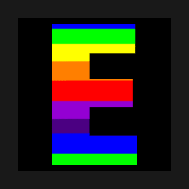 The Letter E in Rainbow Stripes by ArtticArlo