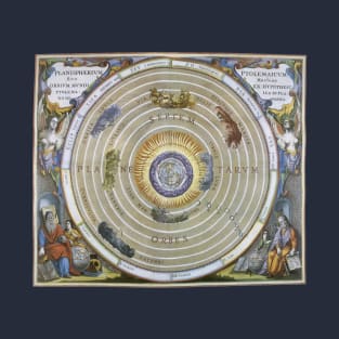Vintage Ptolemaic Planisphere by Andreas Cellarius from Harmonia Macrocosmica T-Shirt