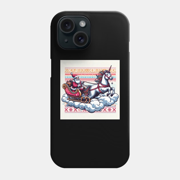 Santa Riding A Unicorn Phone Case by MZeeDesigns