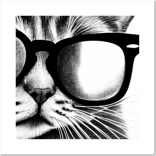 Cat Print, Cat Drawing, Cat Wall Art, Cat Black and White, Gift