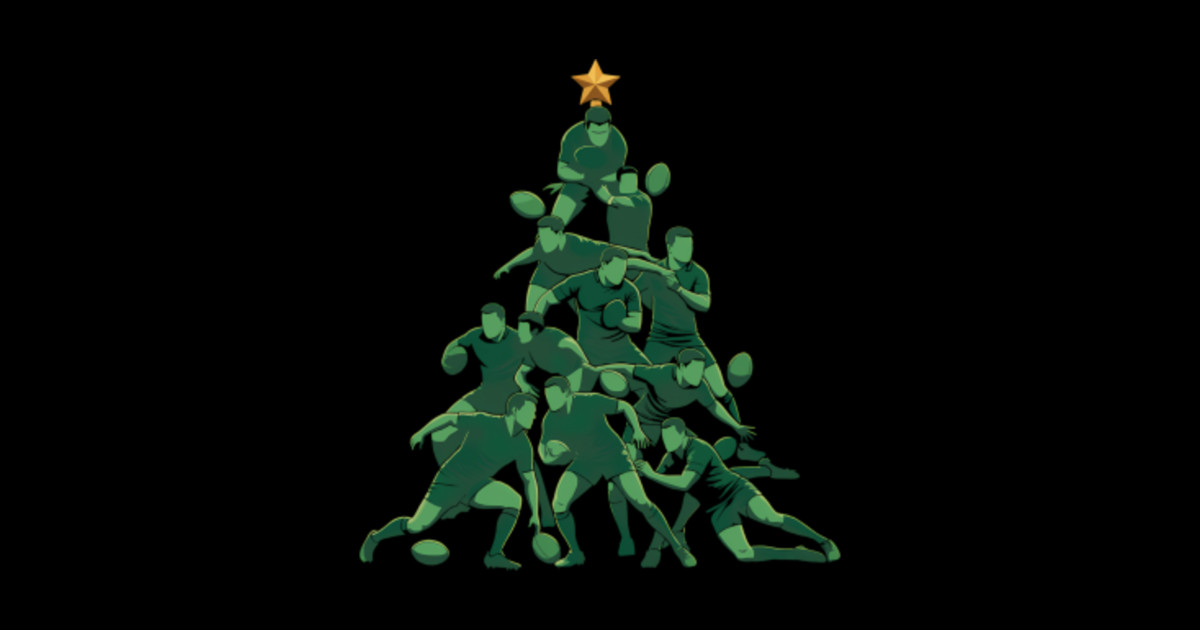 Tree Rugby Players s - Funny Christmas Rugby - Sticker | TeePublic