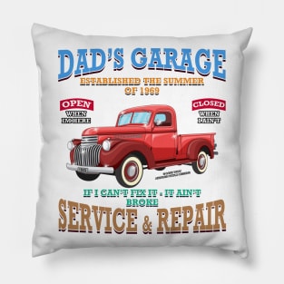 Dad's Garage Classic Car Racing Hot Rod Novelty Gift Pillow