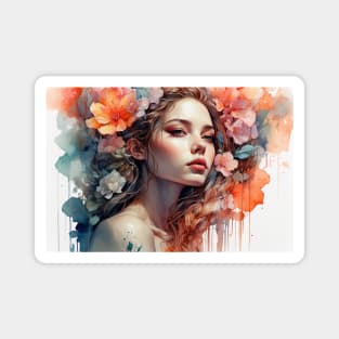 Watercolour Woman Portrait #1 Magnet