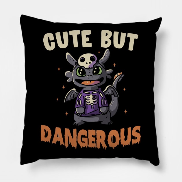 Cute But Dangerous Funny Cute Spooky Pillow by eduely