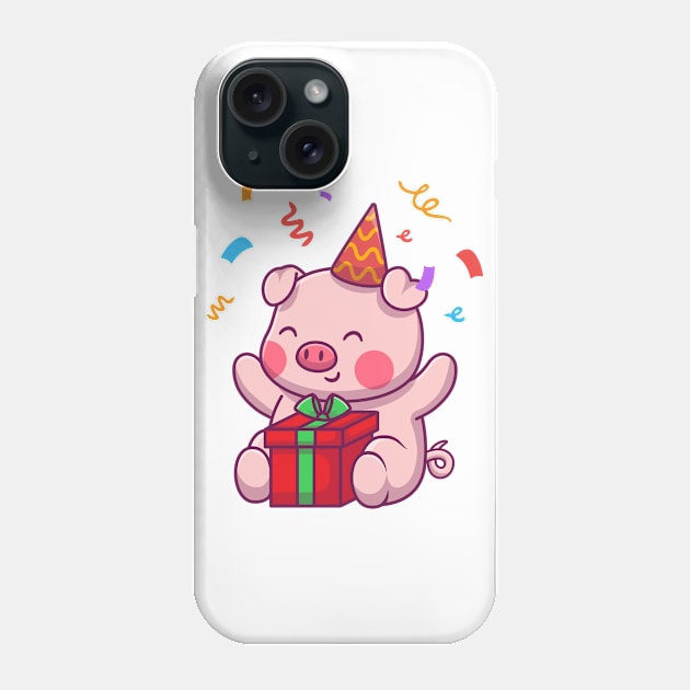 Cute pig with gift Phone Case by Catalyst Labs