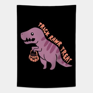 Trick rawr treat a funny T rex ready for halloween Tapestry