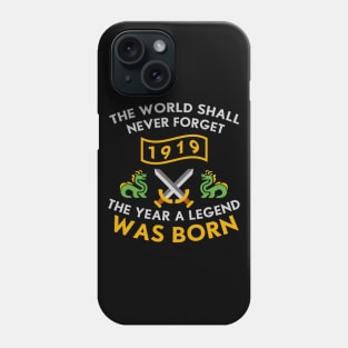 1919 The Year A Legend Was Born Dragons and Swords Design (Light) Phone Case