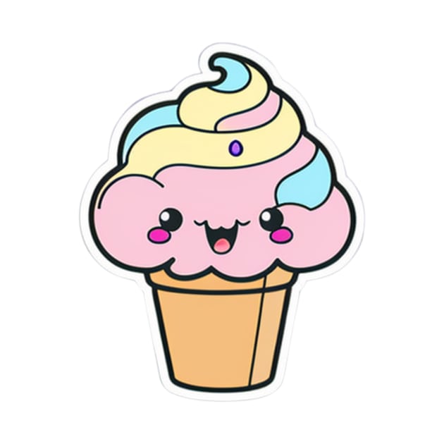 Cute Funny Ice Cream by DarkAgeArt