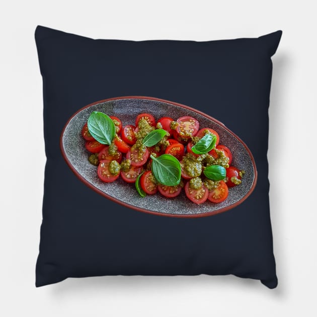 Food Tomato with Basil Pesto Photo Pillow by ellenhenryart