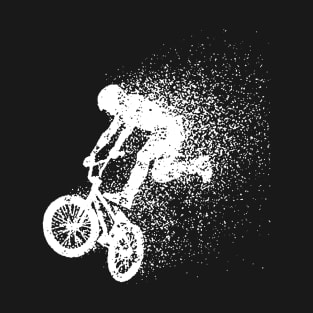 BMX Rider Performing Stunts , Doing Tricks, minimal enduro extreme sports freeride, ramp, streetstyle, trails, Particles, shattered minimalistic sprint sprinter sprinting T-Shirt