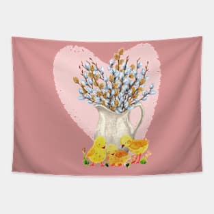 Easter willows and Easter chicks Tapestry