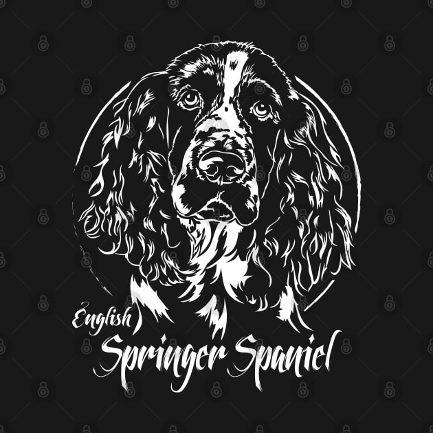 Funny Proud English Springer Spaniel dog portrait by wilsigns